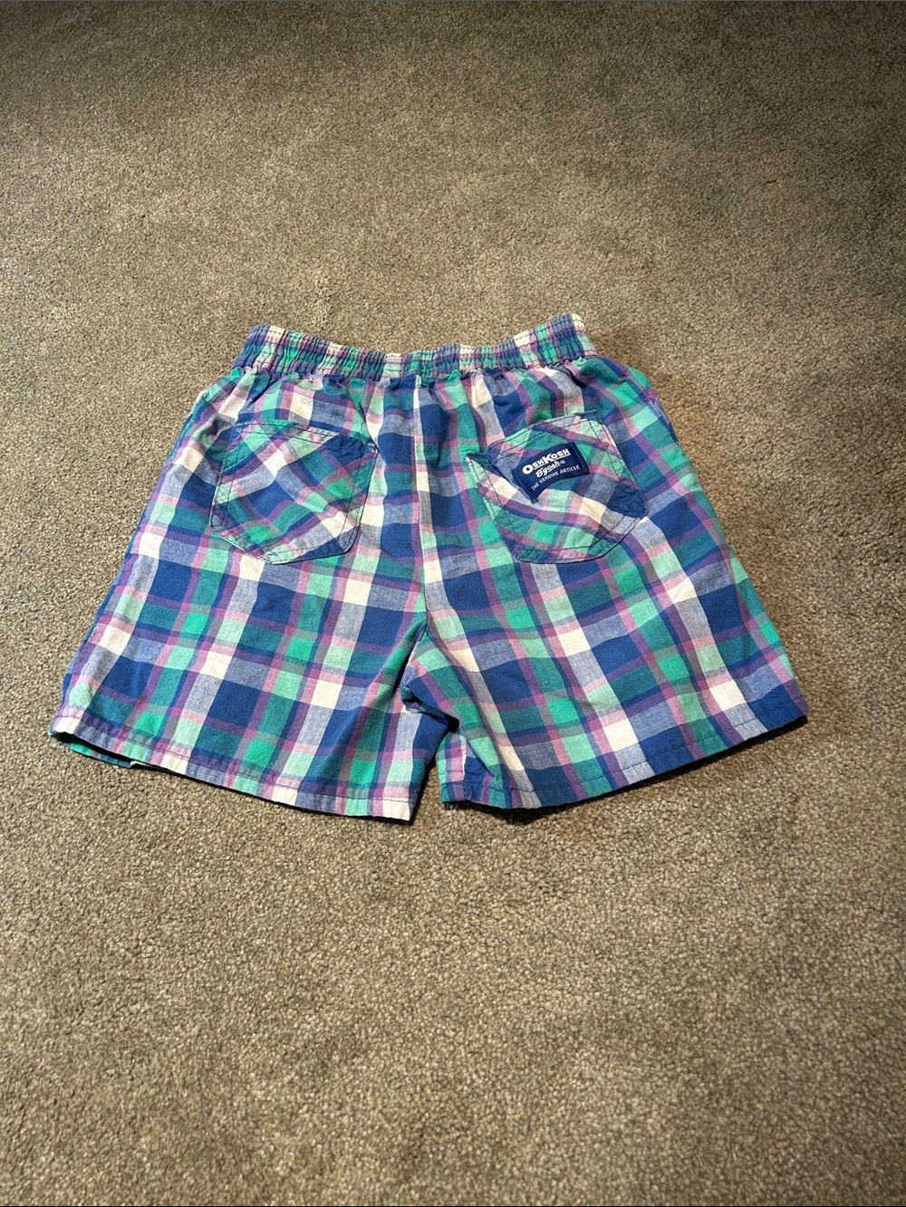 Vintage OshKosh B'gosh Plaid Cotton Shorts - Blue, Green & Purple *made in USA*